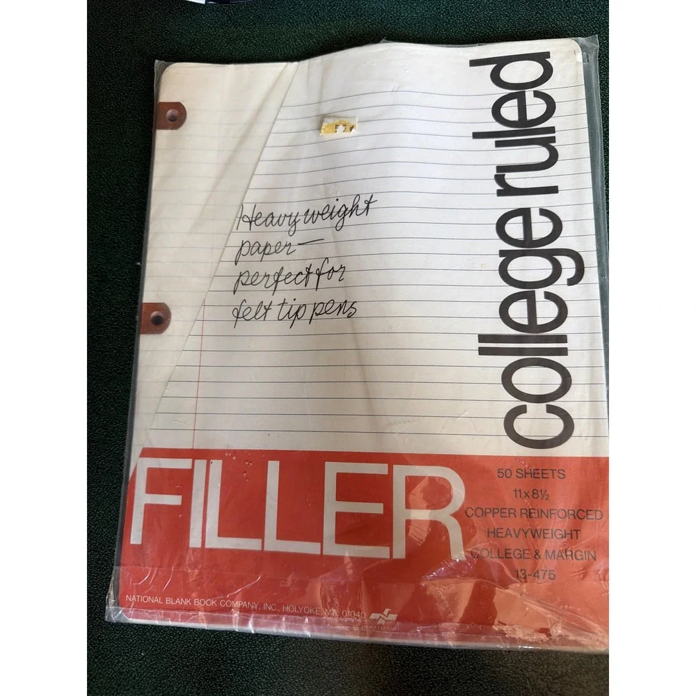 Vintage National College Ruled Filler Paper 50ct Copper Reinforced 11x8.5 RARE
